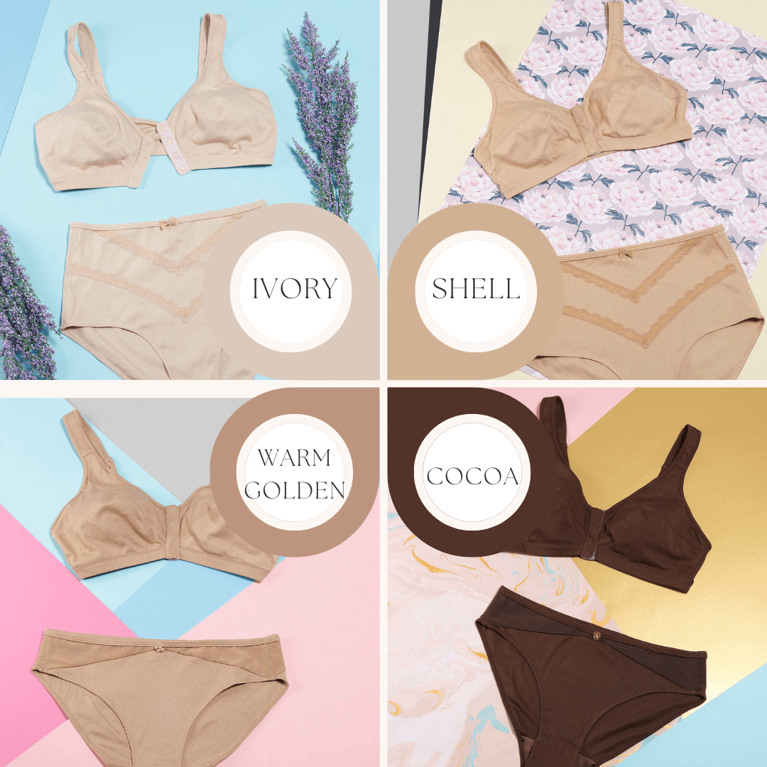 Ivory - Full Cup Front Closure Silk & Organic Cotton Wireless Bra by Juliemay Lingerie