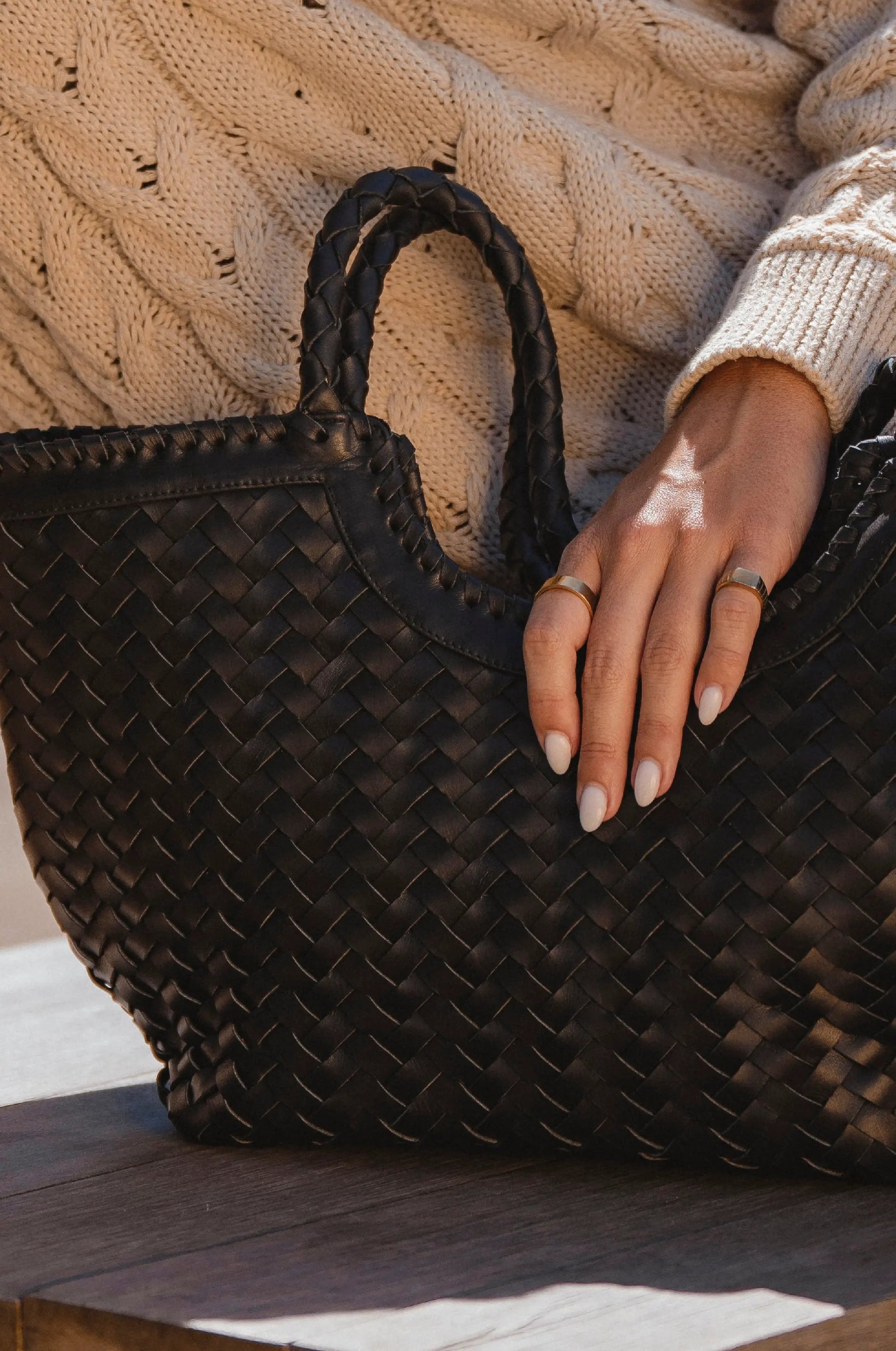 Bellagio Woven Leather Tote Bag by ELF