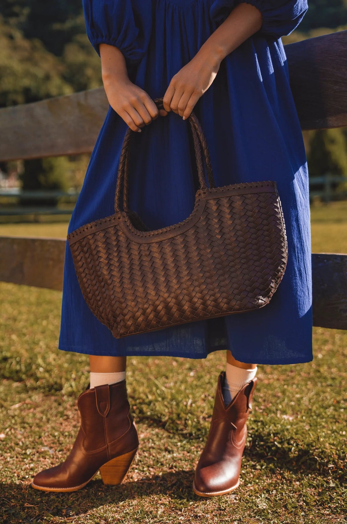 Bellagio Woven Leather Tote Bag by ELF