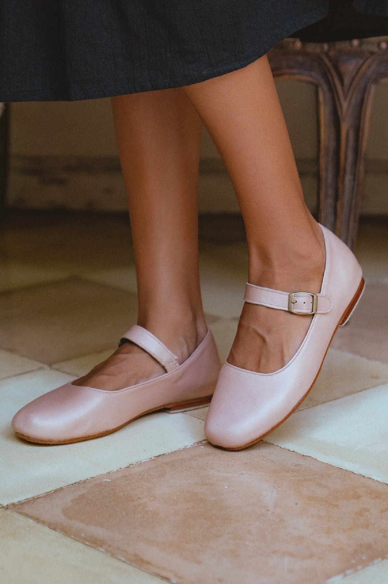 Belle Rose Mary Jane Leather Flats by ELF