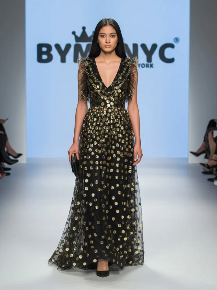 Black Floral Long Gala Dress SOHO: Prêt-à-Porter Line BYMANYC ® New York by BYMANYC ® New York