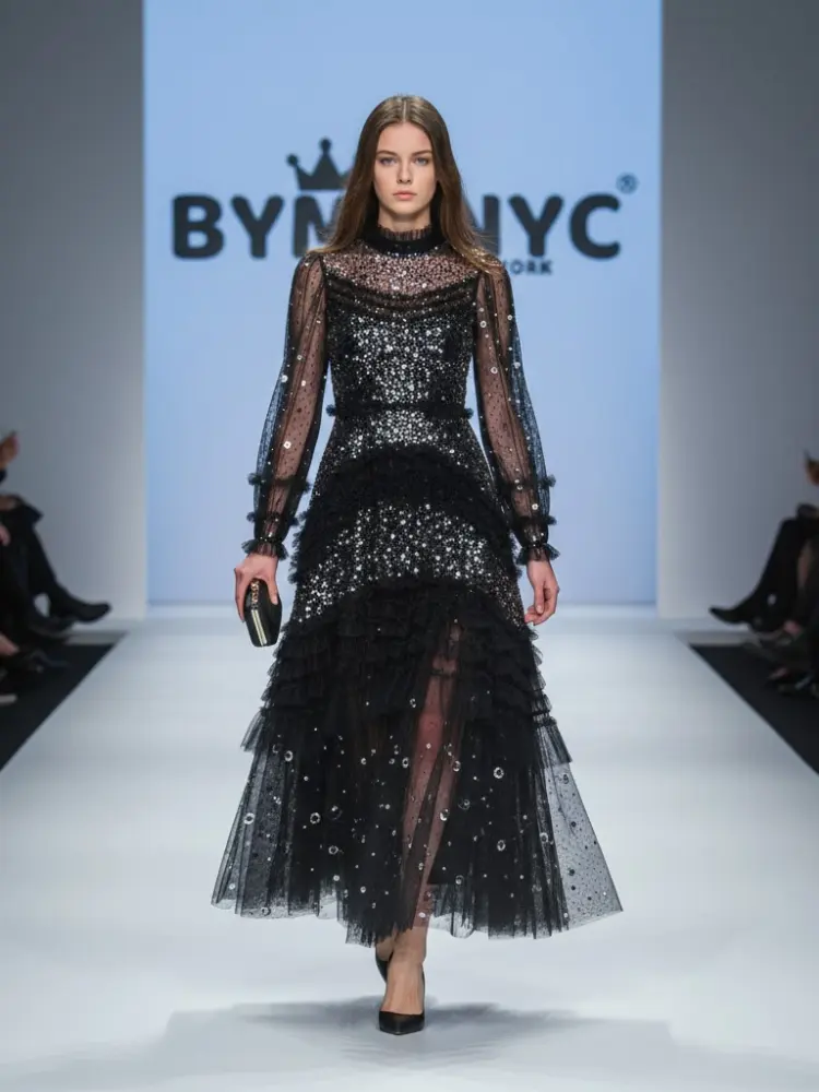 Black Midi Evening Dress CARNEGIE HILL: Prêt-à-Porter Line BYMANYC ® New York by BYMANYC ® New York