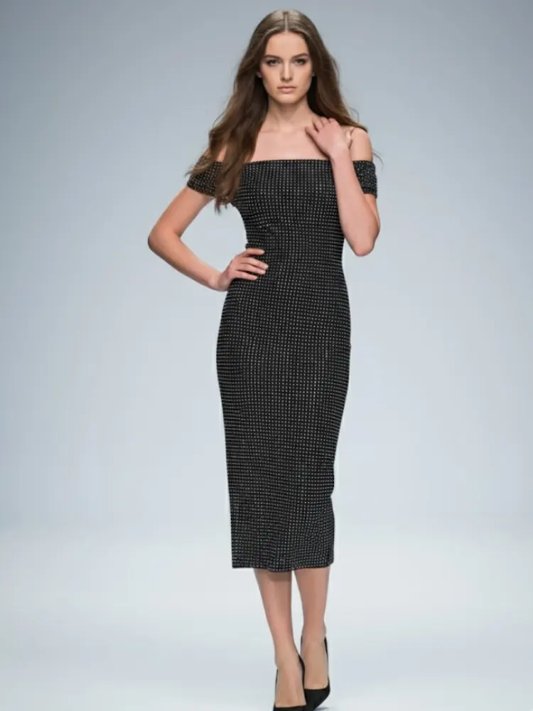 Black Midi Evening Dress GREENWICH: Prêt-à-Porter Line BYMANYC ® New York by BYMANYC ® New York