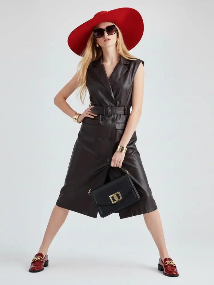 Black Vegan Leather Long Vest MOTT: New Colección COUTURE in NOLITA - BYMANYC ® New York by BYMANYC ® New York