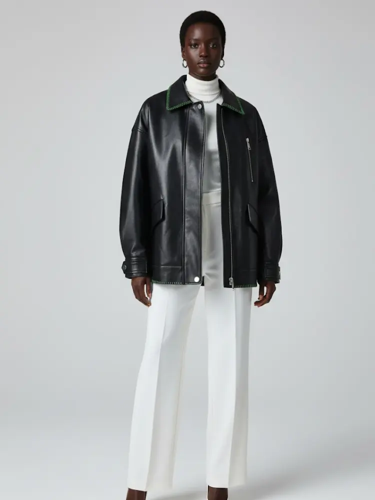 Black Vegan Leather Overshirt Jacket KENMARE: New Colección COUTURE in NOLITA - BYMANYC ® New York by BYMANYC ® New York