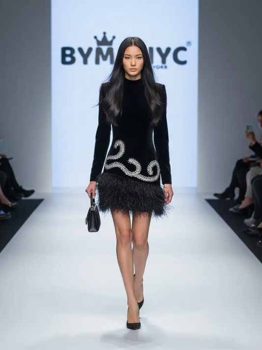 Black Velvet Mini Dress UPPER EAST SIDE: Prêt-à-Porter Line BYMANYC ® New York by BYMANYC ® New York