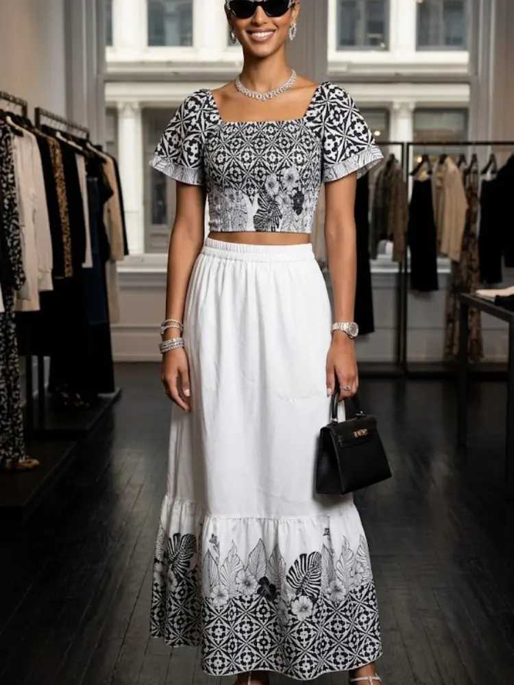 Black and White Geometric Print Two-Piece Set HUDSON New Collection FASHION BYMANYC ® New York by BYMANYC ® New York