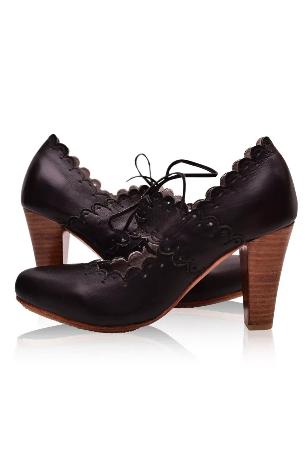 Paradise Bird Scalloped Leather Heels by ELF