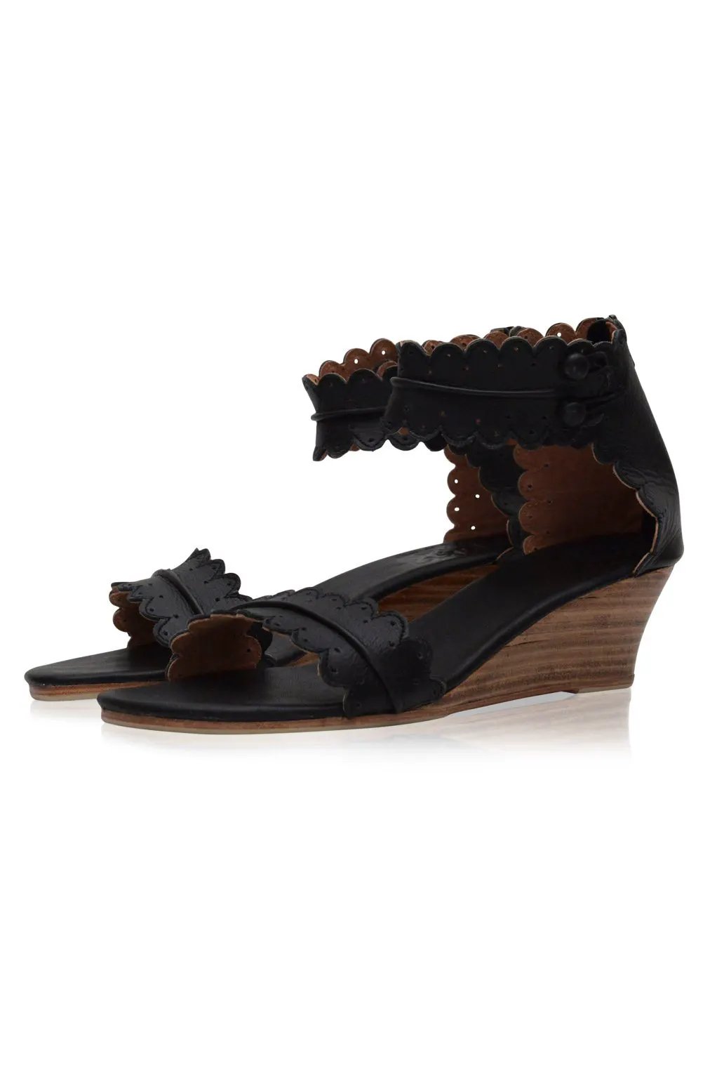 Magdalena Wooden Wedge Sandals by ELF