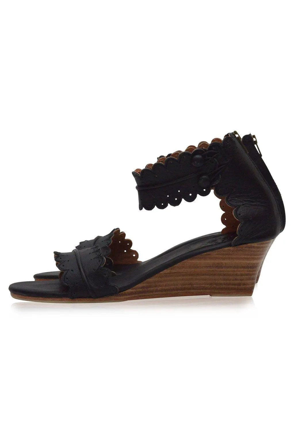 Magdalena Wooden Wedge Sandals by ELF