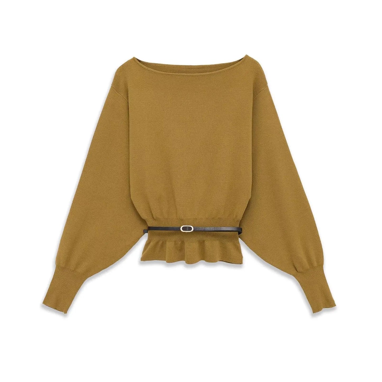 Boat Neck Knit Sweater With Belt TRIBECA New Collection FASHION BYMANYC ® New York by BYMANYC ® New York