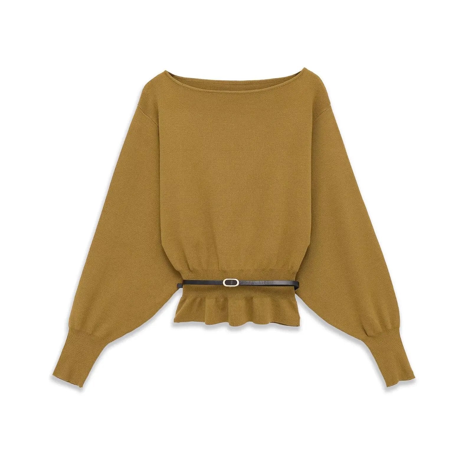 Boat Neck Knit Sweater With Belt TRIBECA New Collection FASHION BYMANYC ® New York by BYMANYC ® New York