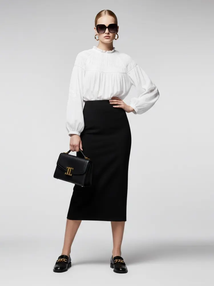Bohemian White Cotton Blouse with Smocked Detail and Embroidery • BYMANYC ® New York by BYMANYC ® New York