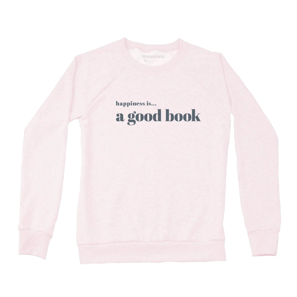 Women's Good Book Crew Sweatshirt, Ballet Pink with Grey by Books and Reading