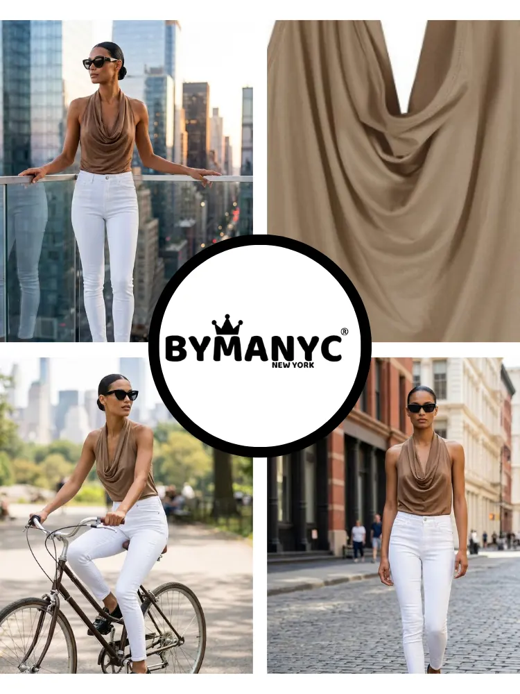 Brown MIDTOWN Halter Draped Top Prêt-à-Porter BYMANYC ® New York by BYMANYC ® New York