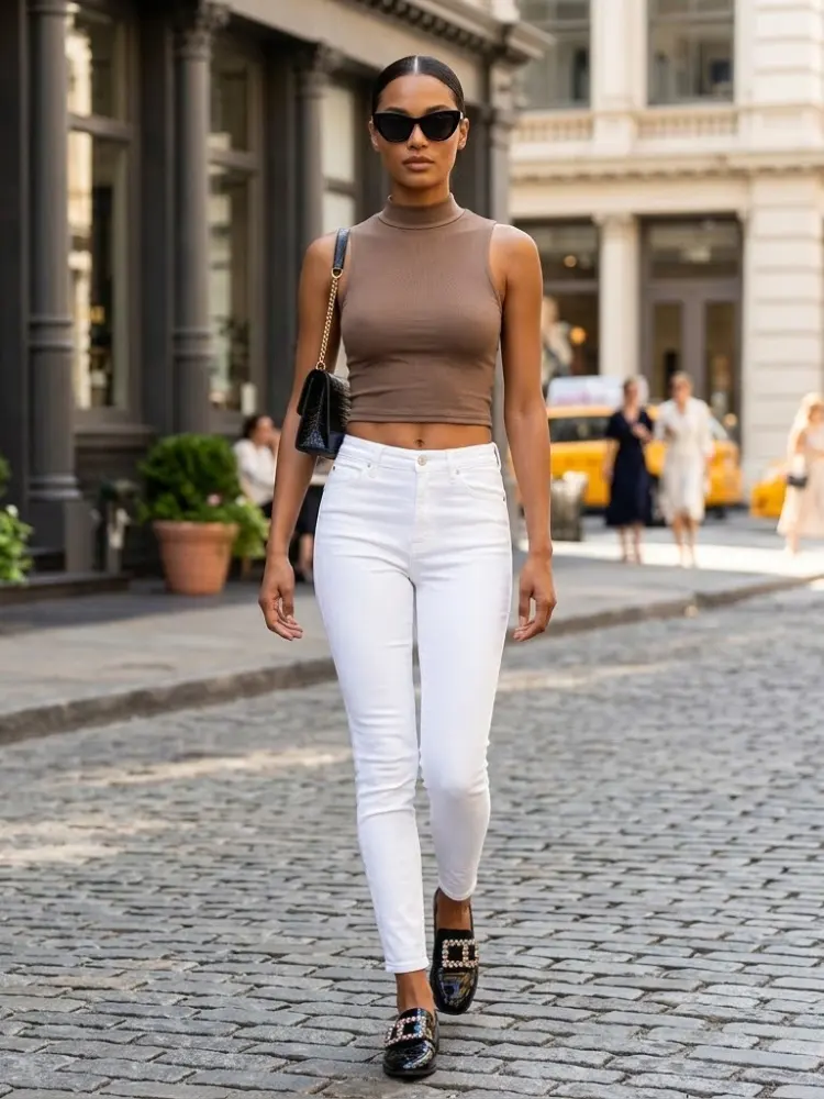 Brown MURRAY Mock Neck Tank Top Prêt-à-Porter BYMANYC ® New York by BYMANYC ® New York