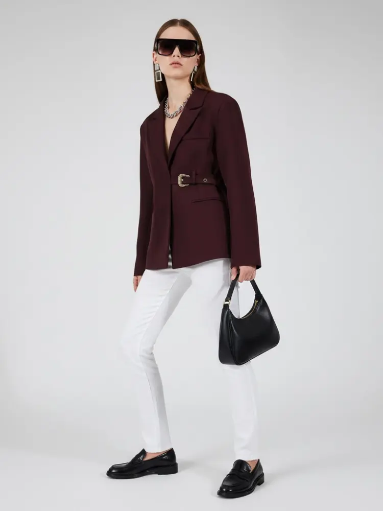 Burgundy Tailored Jacket with Buckle - RED HOOK: New Collection COUTURE in BROOKLYN - BYMANYC ® New York by BYMANYC ® New York