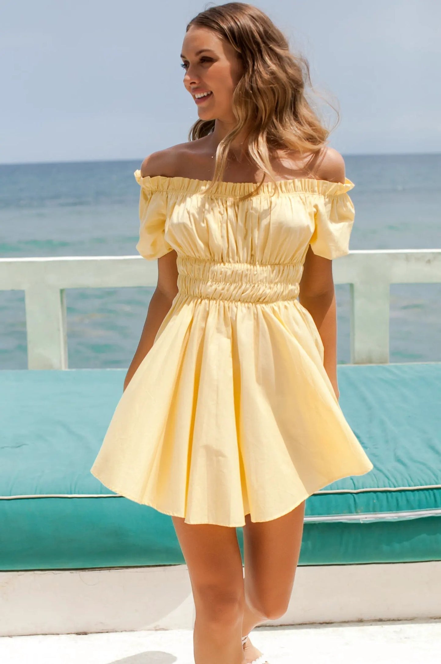 Butterfly Bliss Off Shoulder Mini Dress (Sale) by ELF