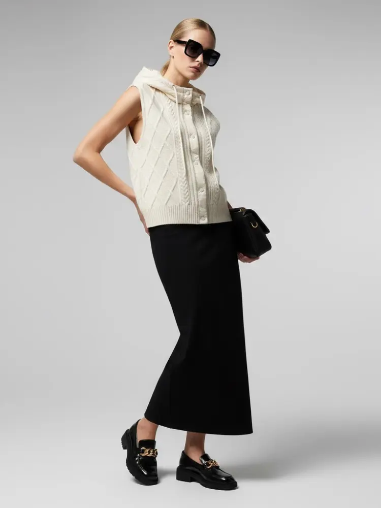 Cable-Knit Vest with Detachable Quilted Hood • BYMANYC ® New York by BYMANYC ® New York