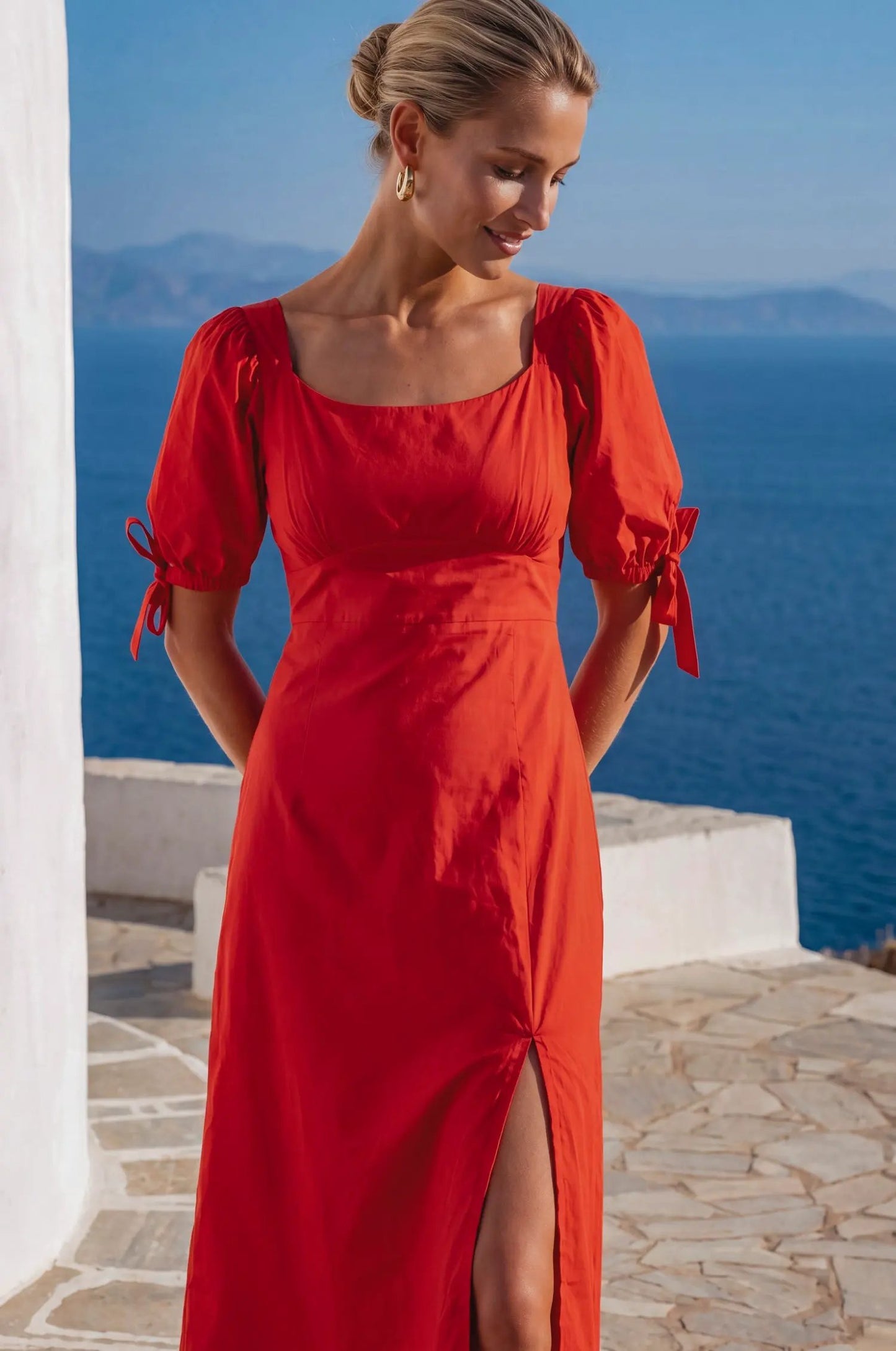 Cala Luna Puff Sleeve Midi Dress by ELF
