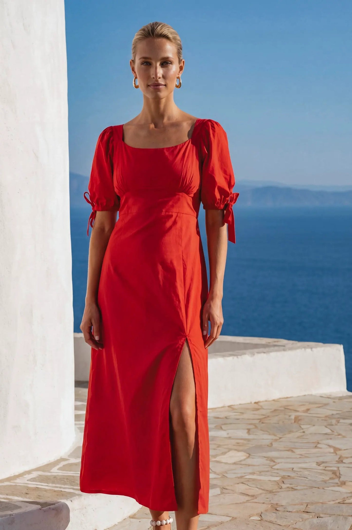 Cala Luna Puff Sleeve Midi Dress by ELF