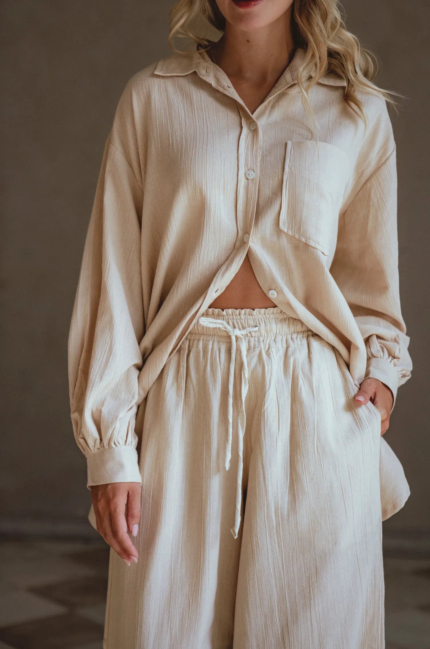 Calin Wide Leg Linen Pants (Sale) by ELF