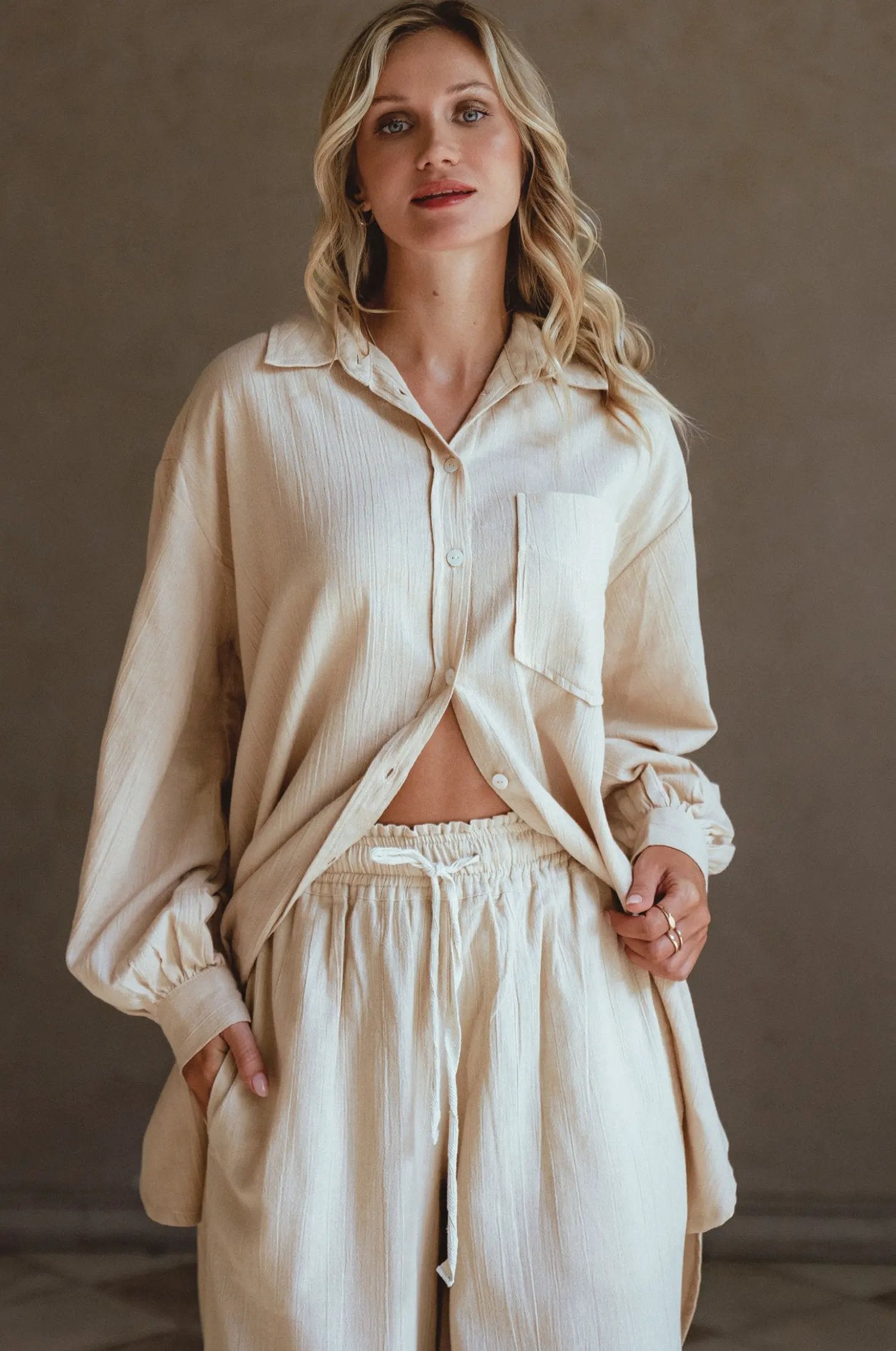 Calin Wide Leg Linen Pants (Sale) by ELF