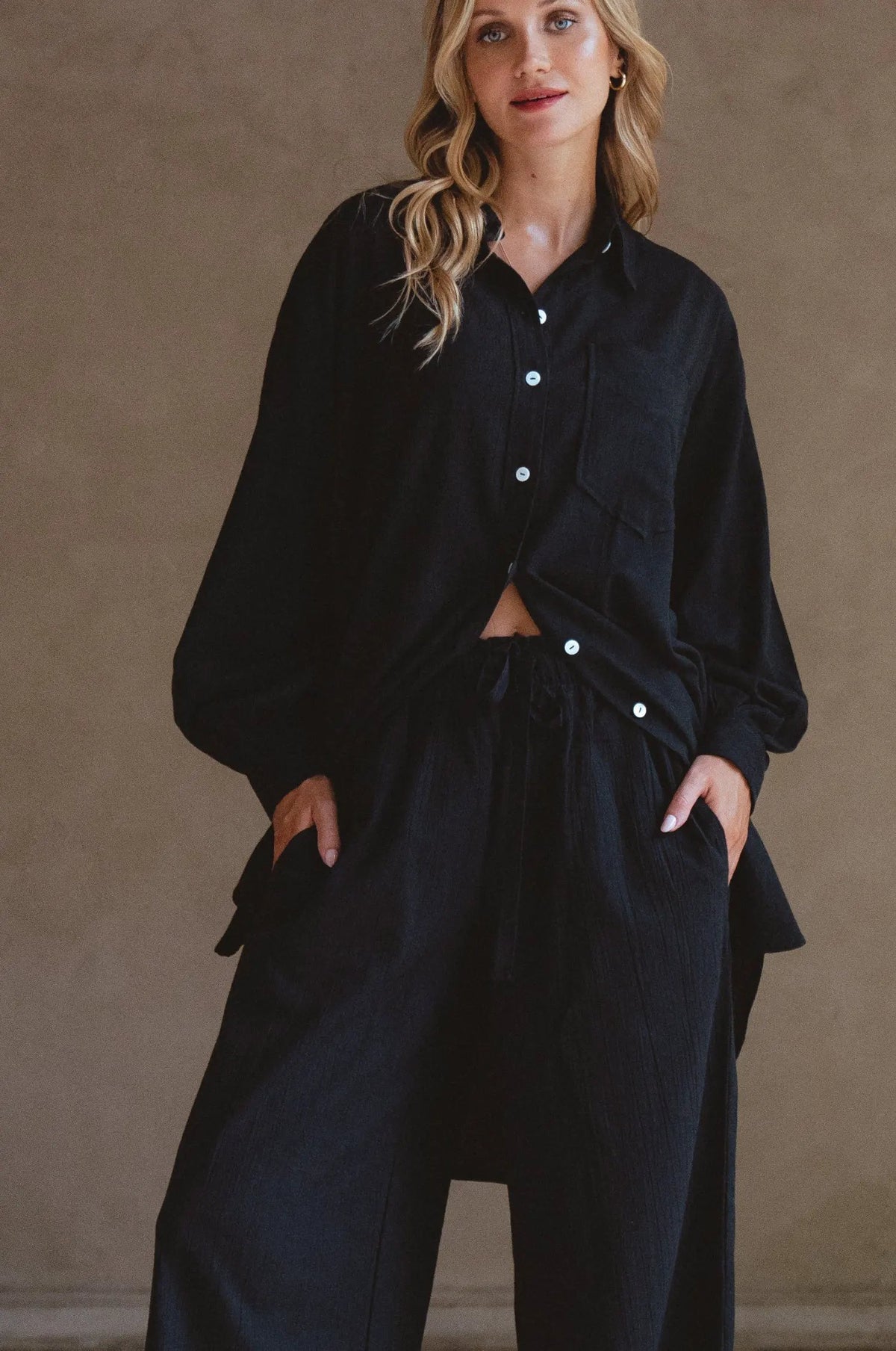 Calin Wide Leg Linen Pants (Sale) by ELF