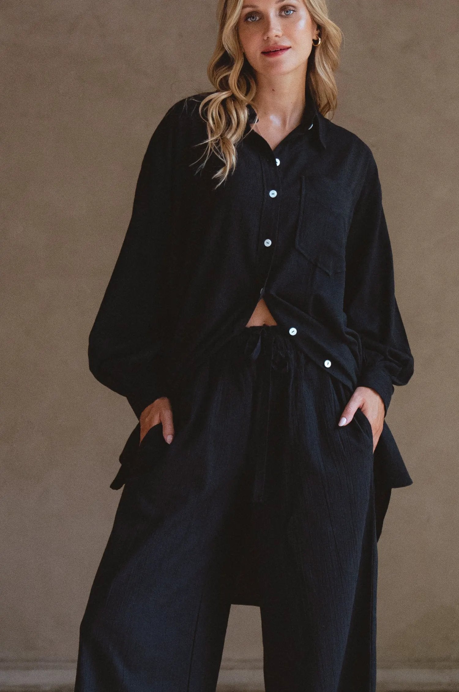Calin Wide Leg Linen Pants (Sale) by ELF