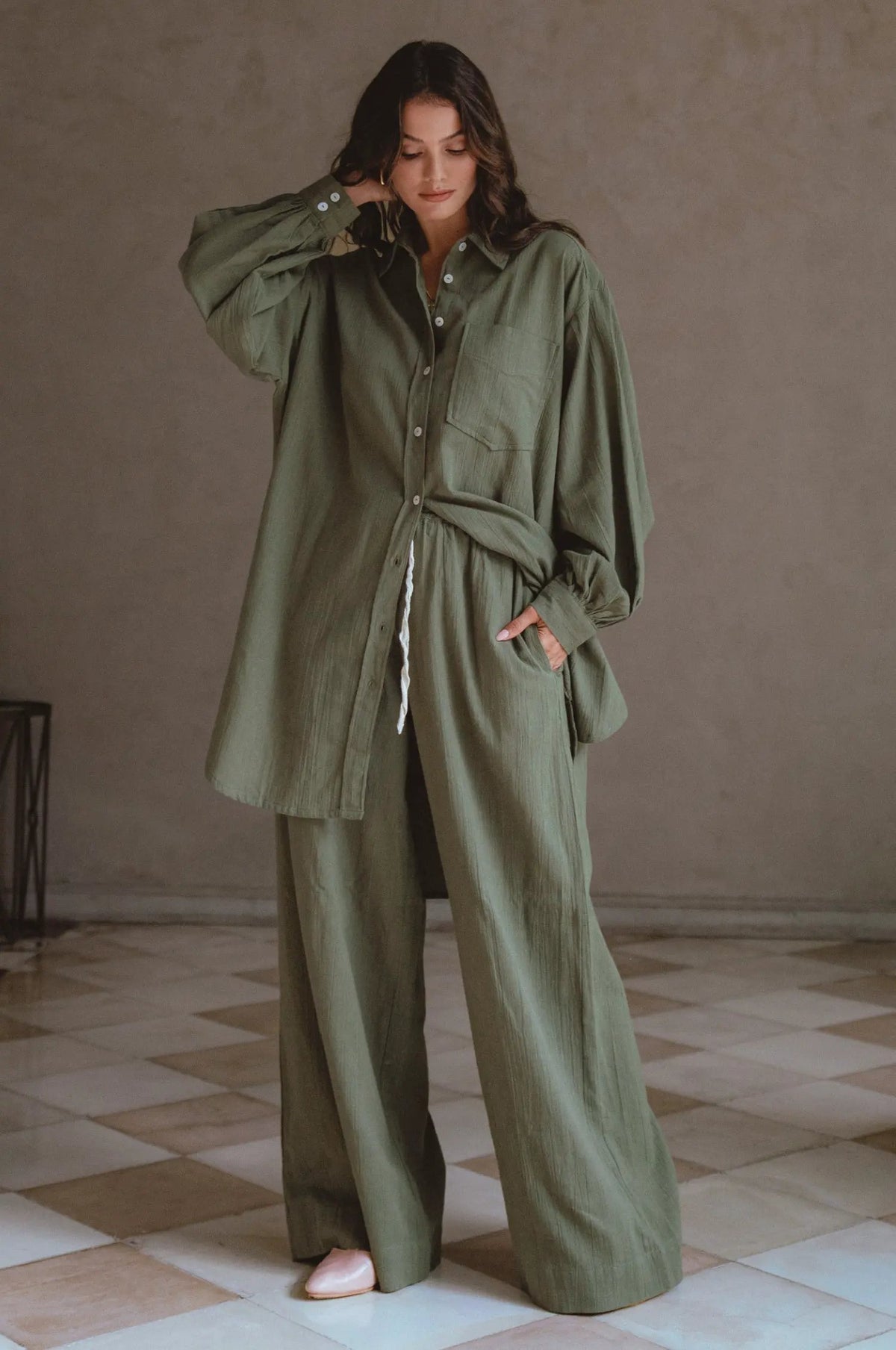Calin Long Sleeve Oversized Shirt (Sale) by ELF