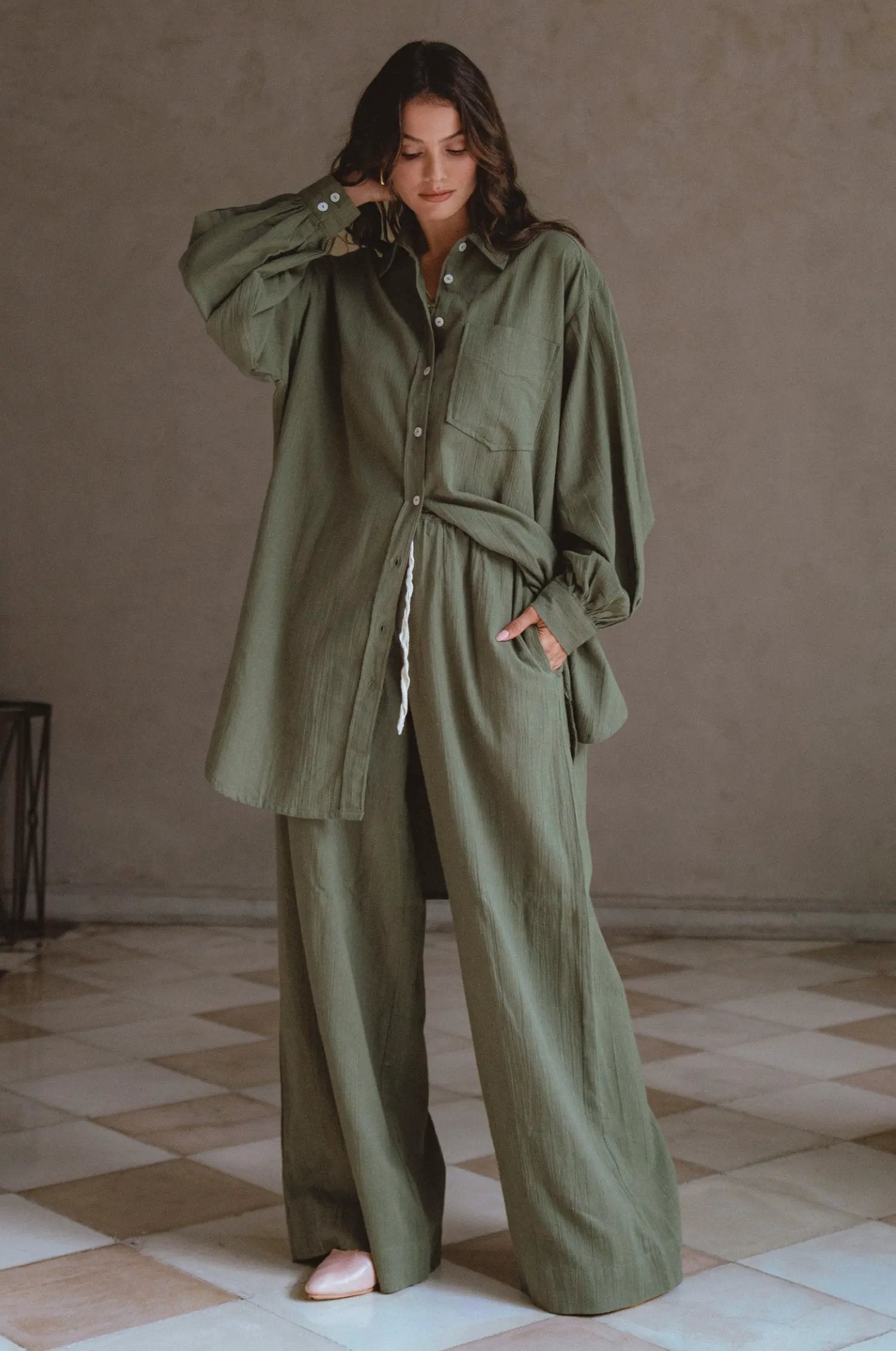 Calin Long Sleeve Oversized Shirt (Sale) by ELF