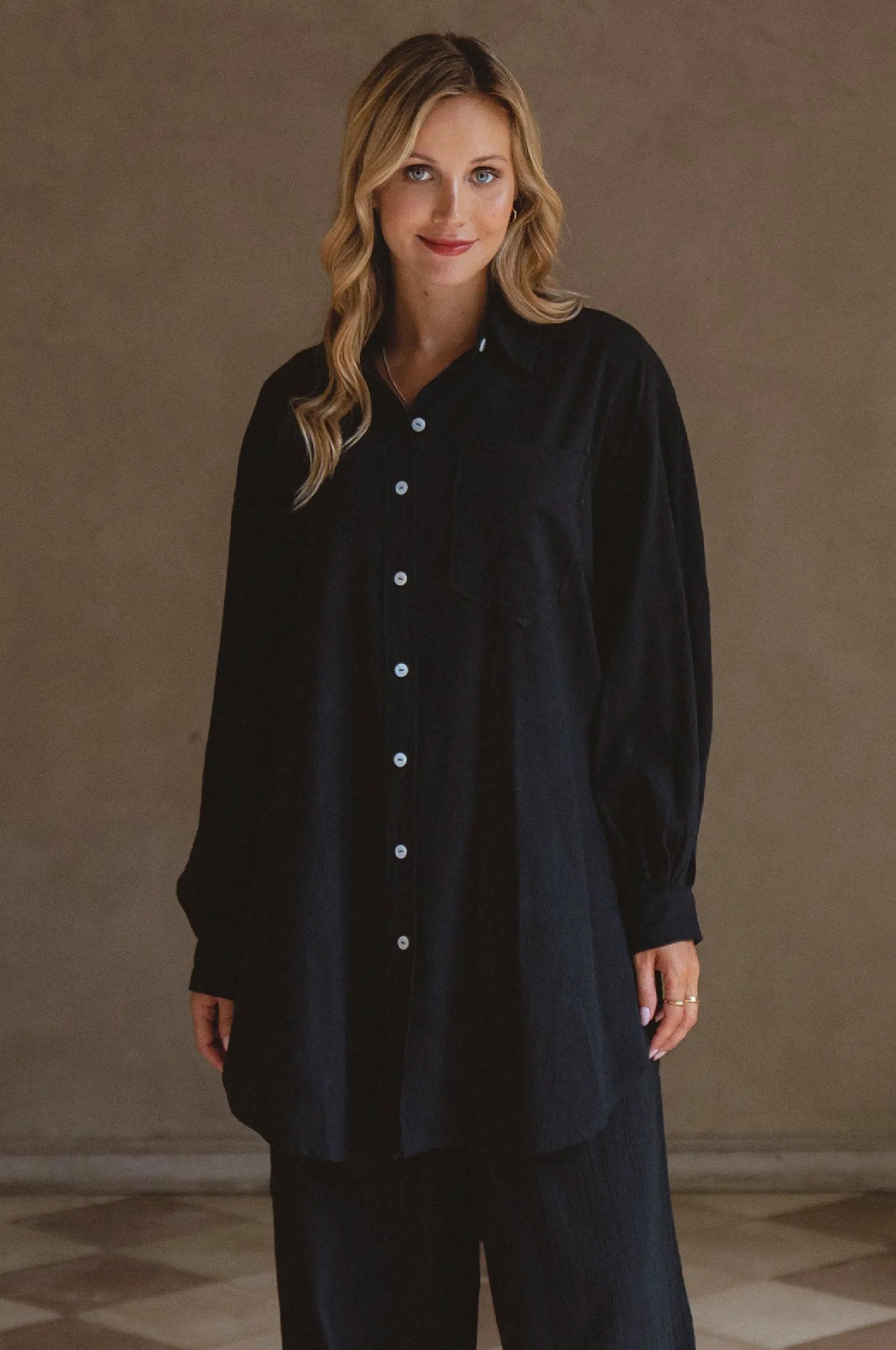 Calin Long Sleeve Oversized Shirt (Sale) by ELF