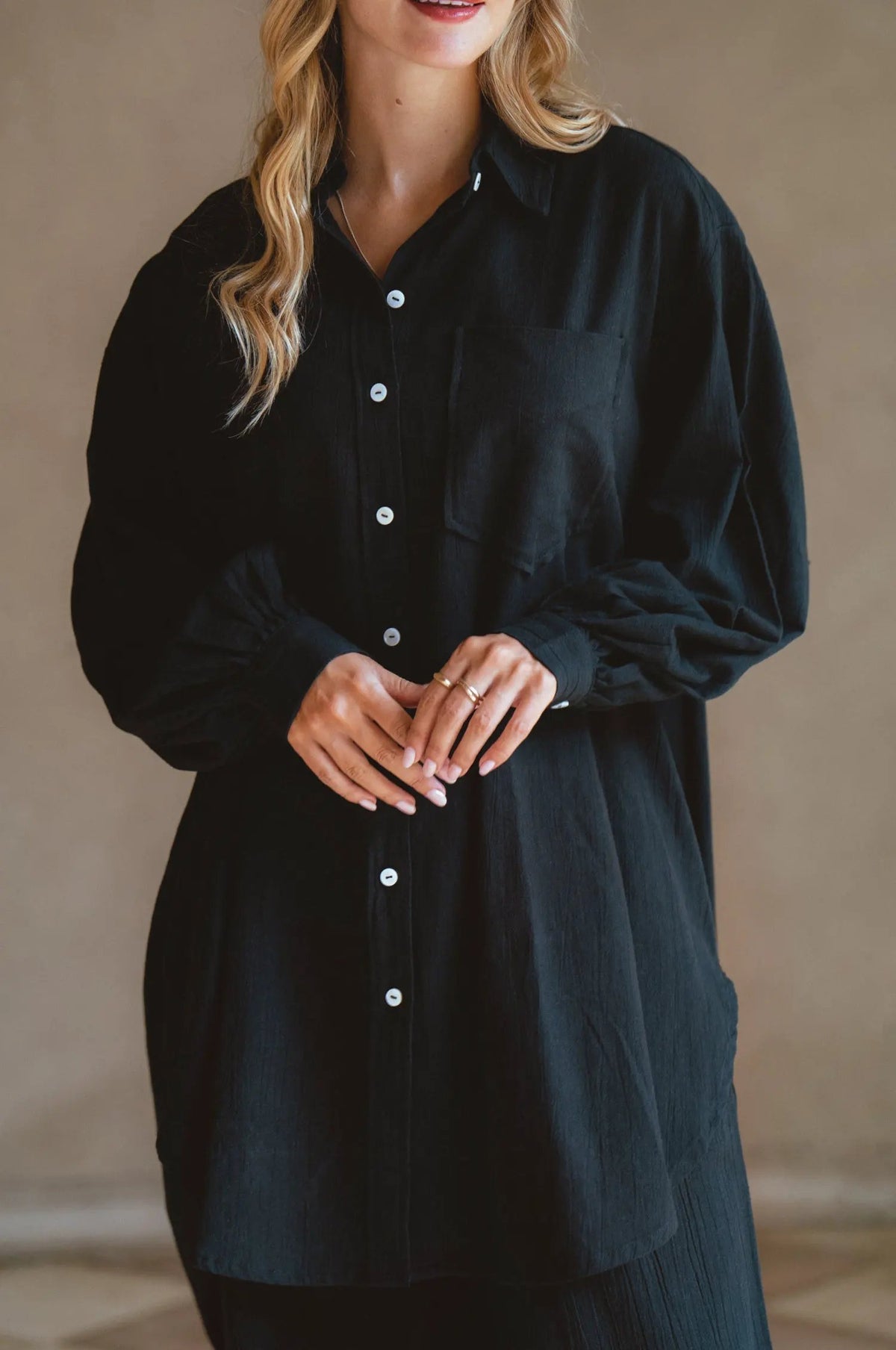 Calin Long Sleeve Oversized Shirt (Sale) by ELF