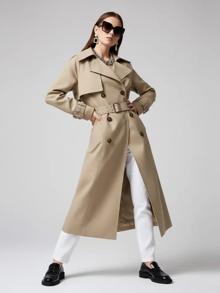 Camel Classic Long Trench Coat - MANHATTAN BEACH: New Collection COUTURE in BROOKLYN - BYMANYC ® New York by BYMANYC ® New York