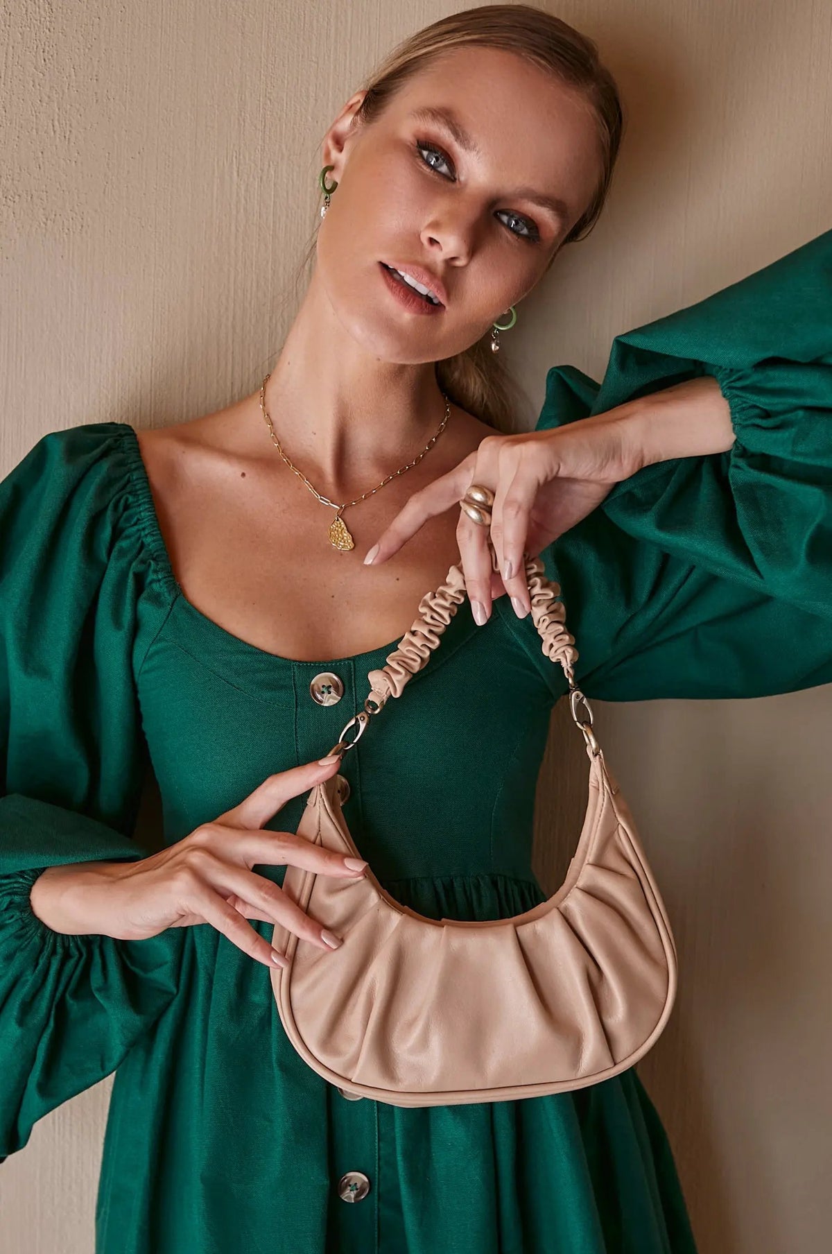Camille Ruched Leather Bag by ELF