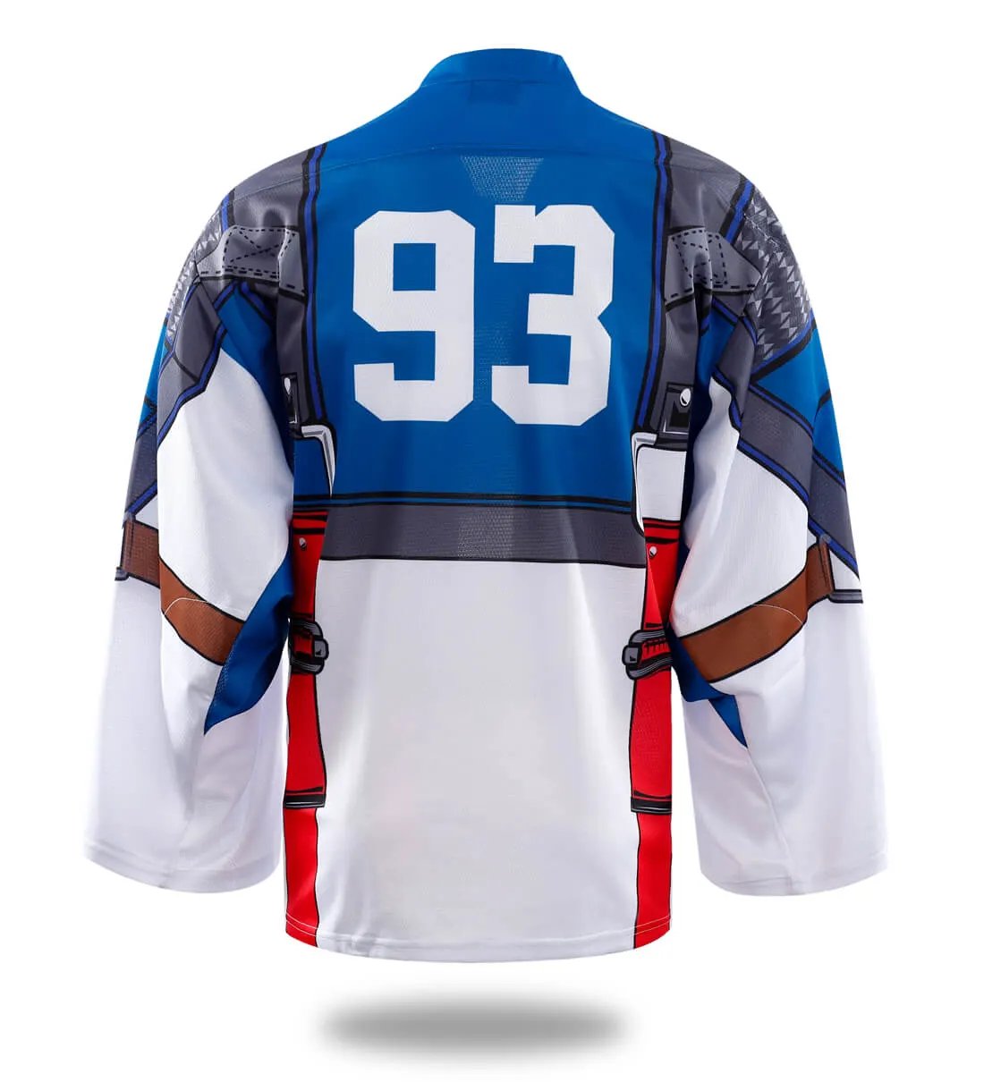 Custom Red White Blue Shield Ice Hockey Jersey by Vimost Sportswear