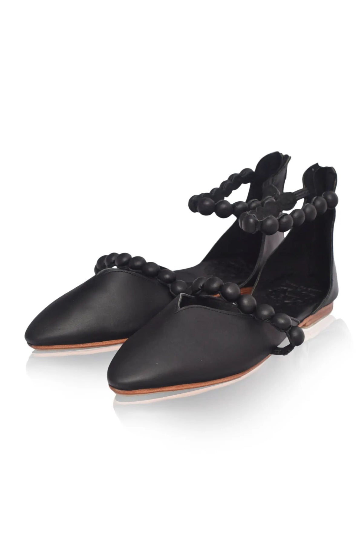 Carmella Ankle Strap Leather Ballet Flats by ELF