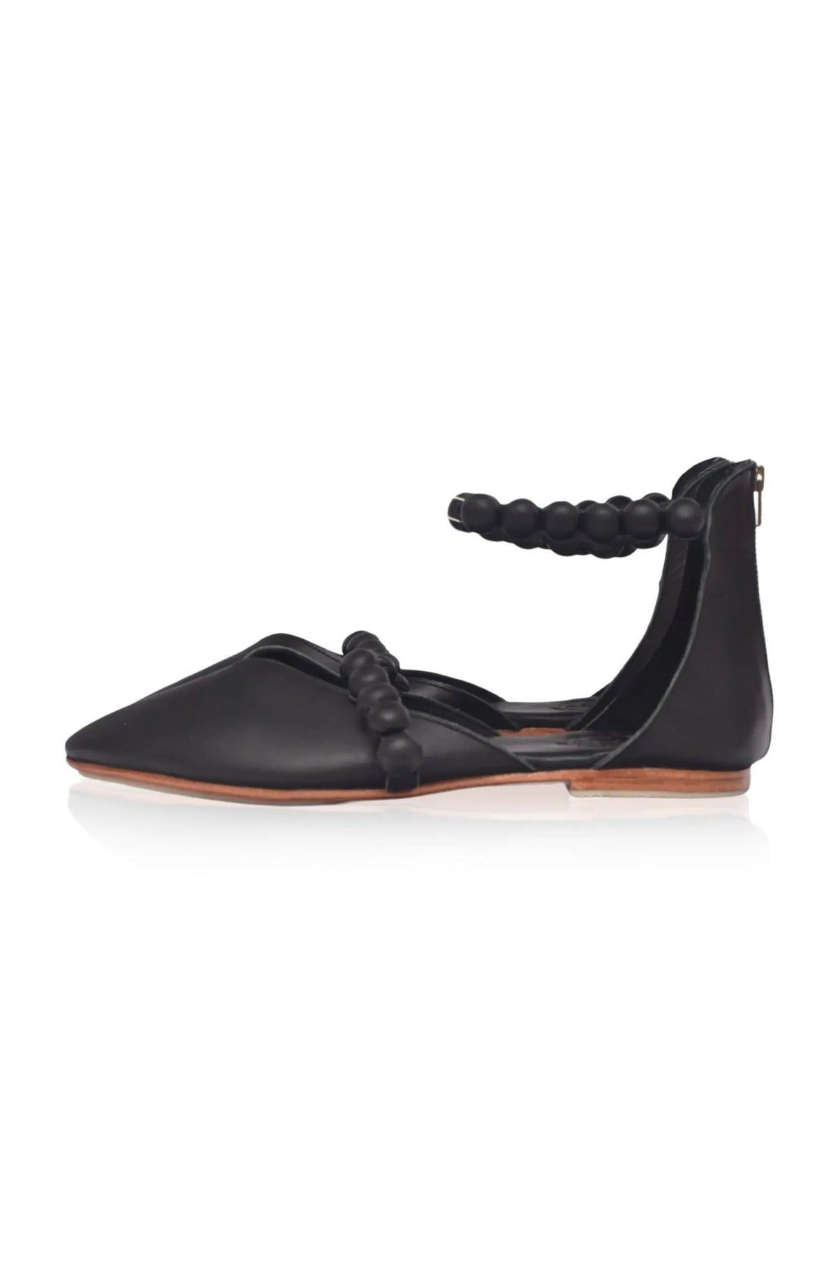 Carmella Ankle Strap Leather Ballet Flats by ELF
