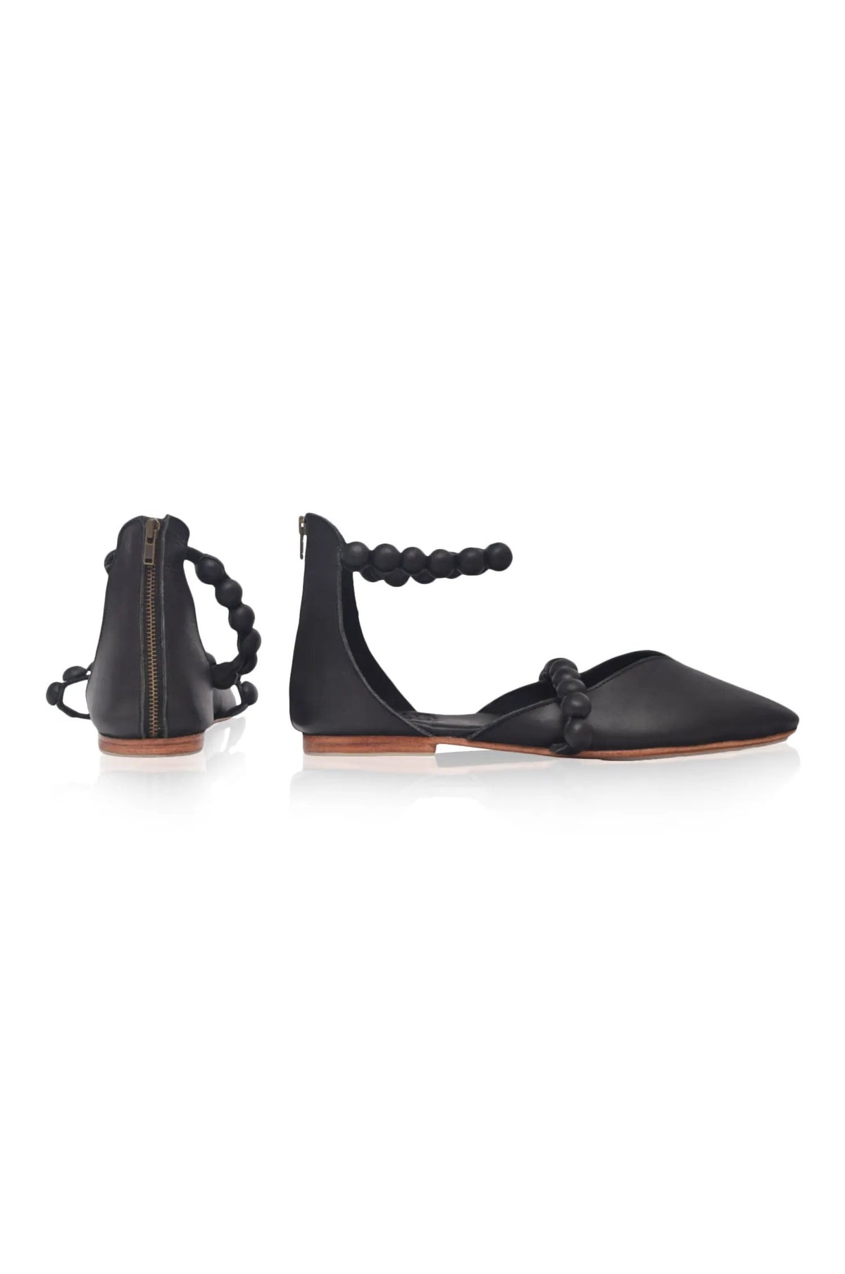 Carmella Ankle Strap Leather Ballet Flats by ELF