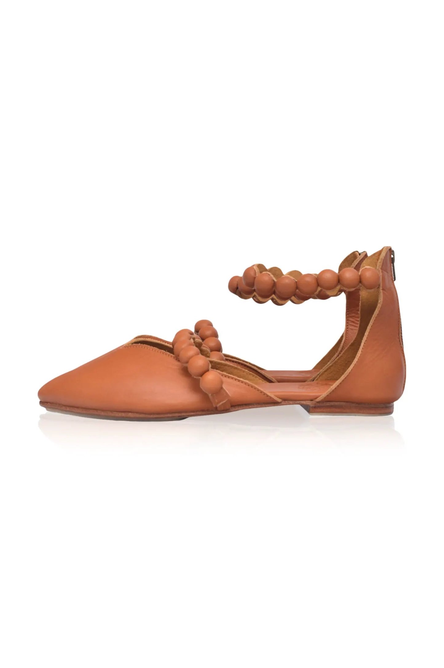Carmella Ankle Strap Leather Ballet Flats by ELF