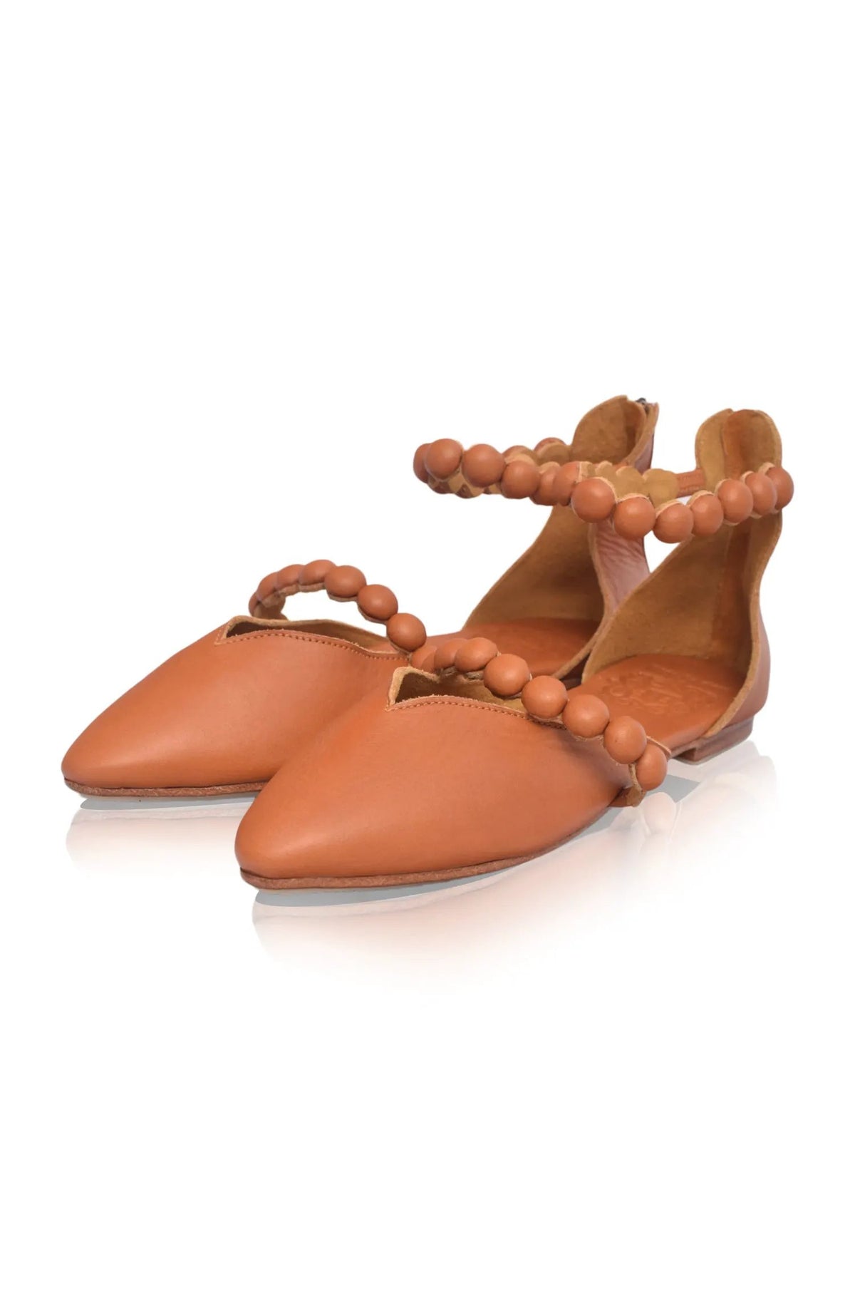 Carmella Ankle Strap Leather Ballet Flats by ELF