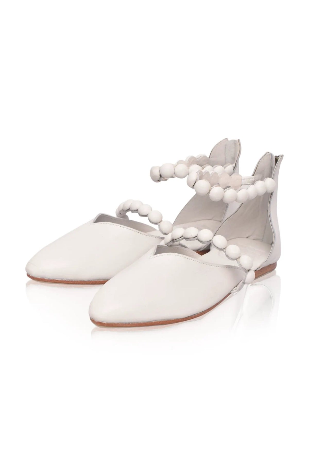 Carmella Ankle Strap Leather Ballet Flats by ELF