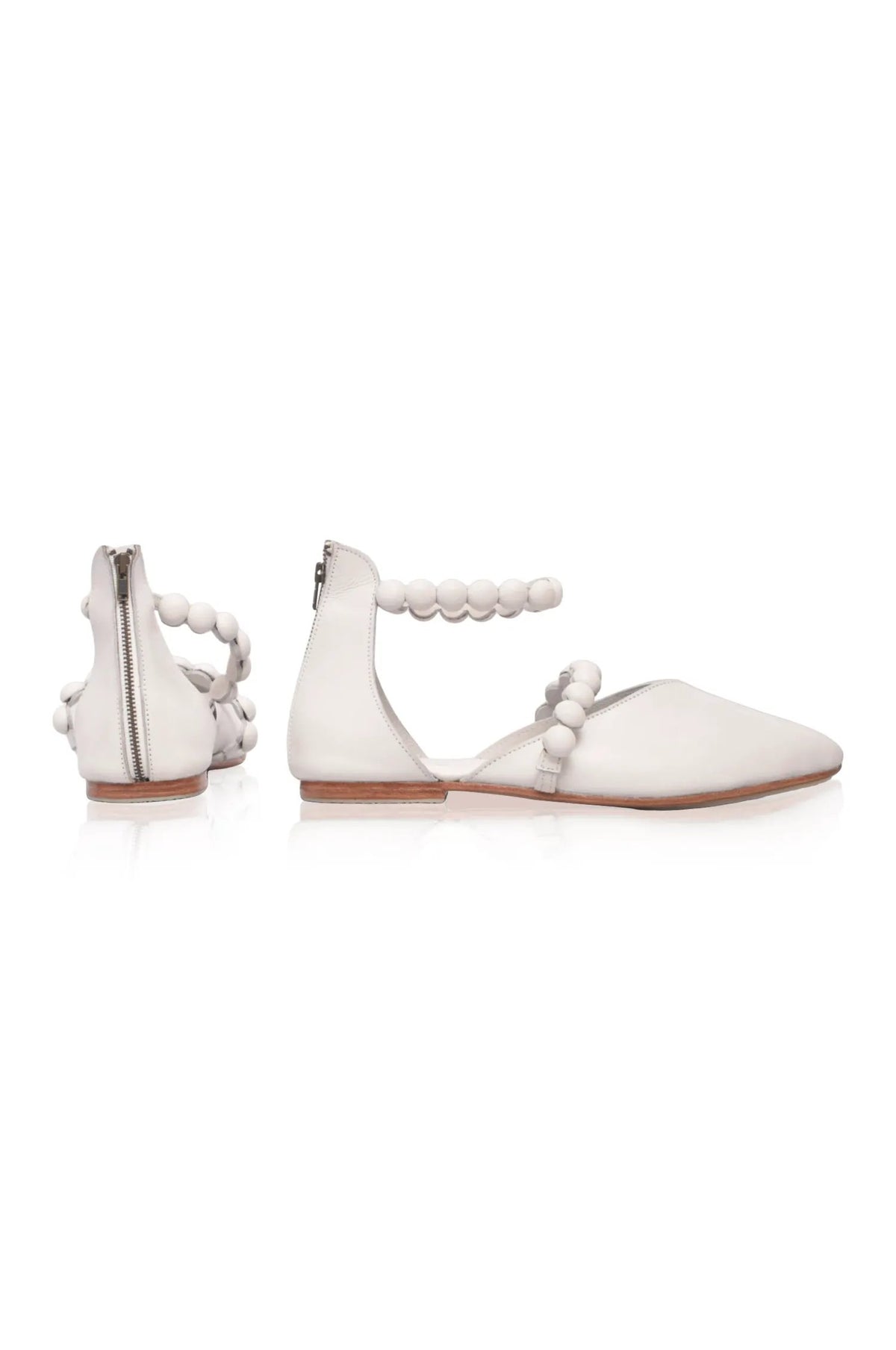 Carmella Ankle Strap Leather Ballet Flats by ELF