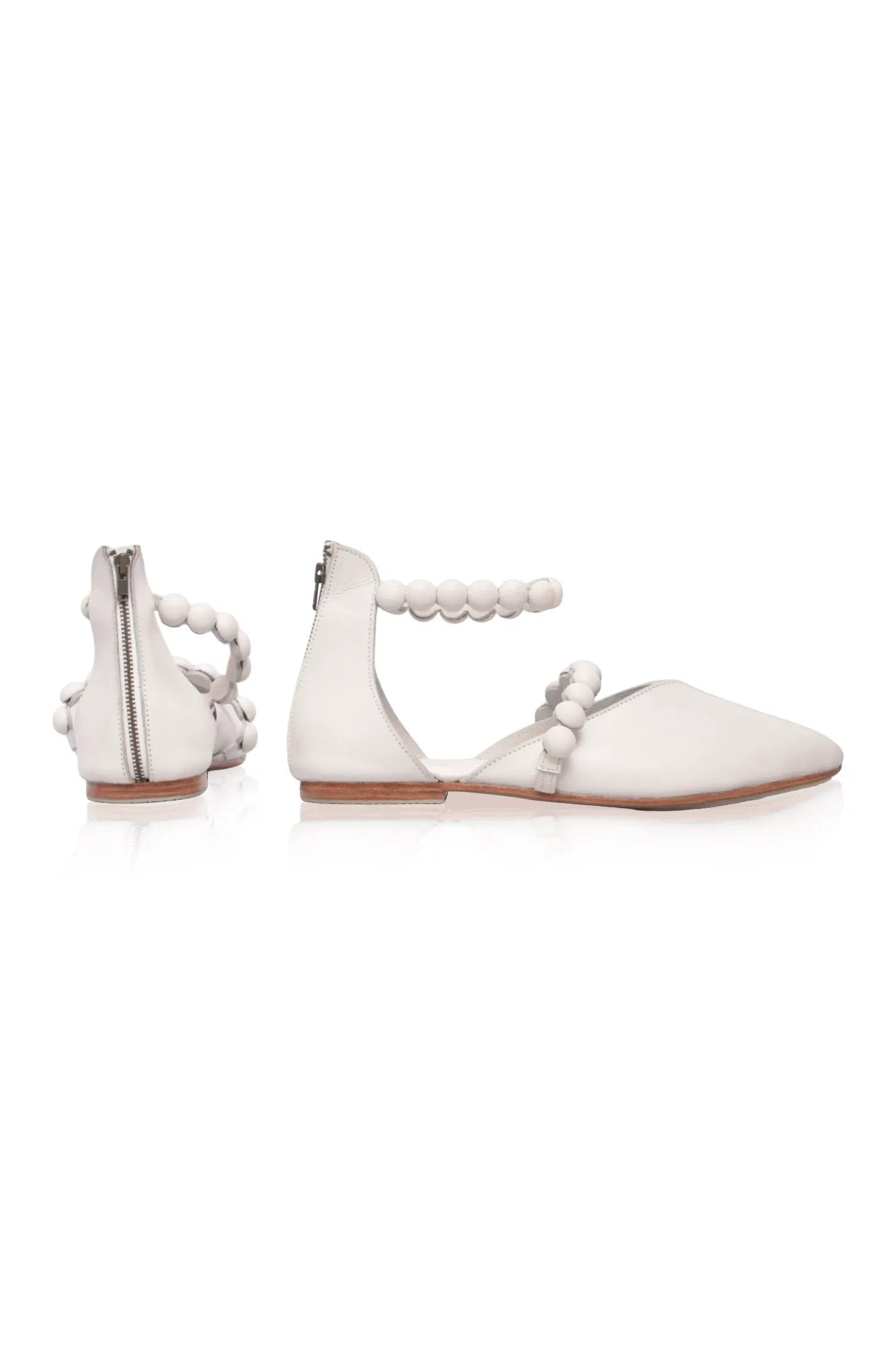 Carmella Ankle Strap Leather Ballet Flats by ELF