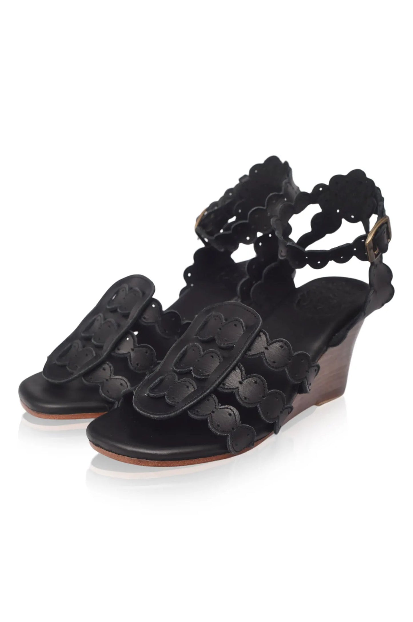 Charm Leather Wedge Sandals by ELF