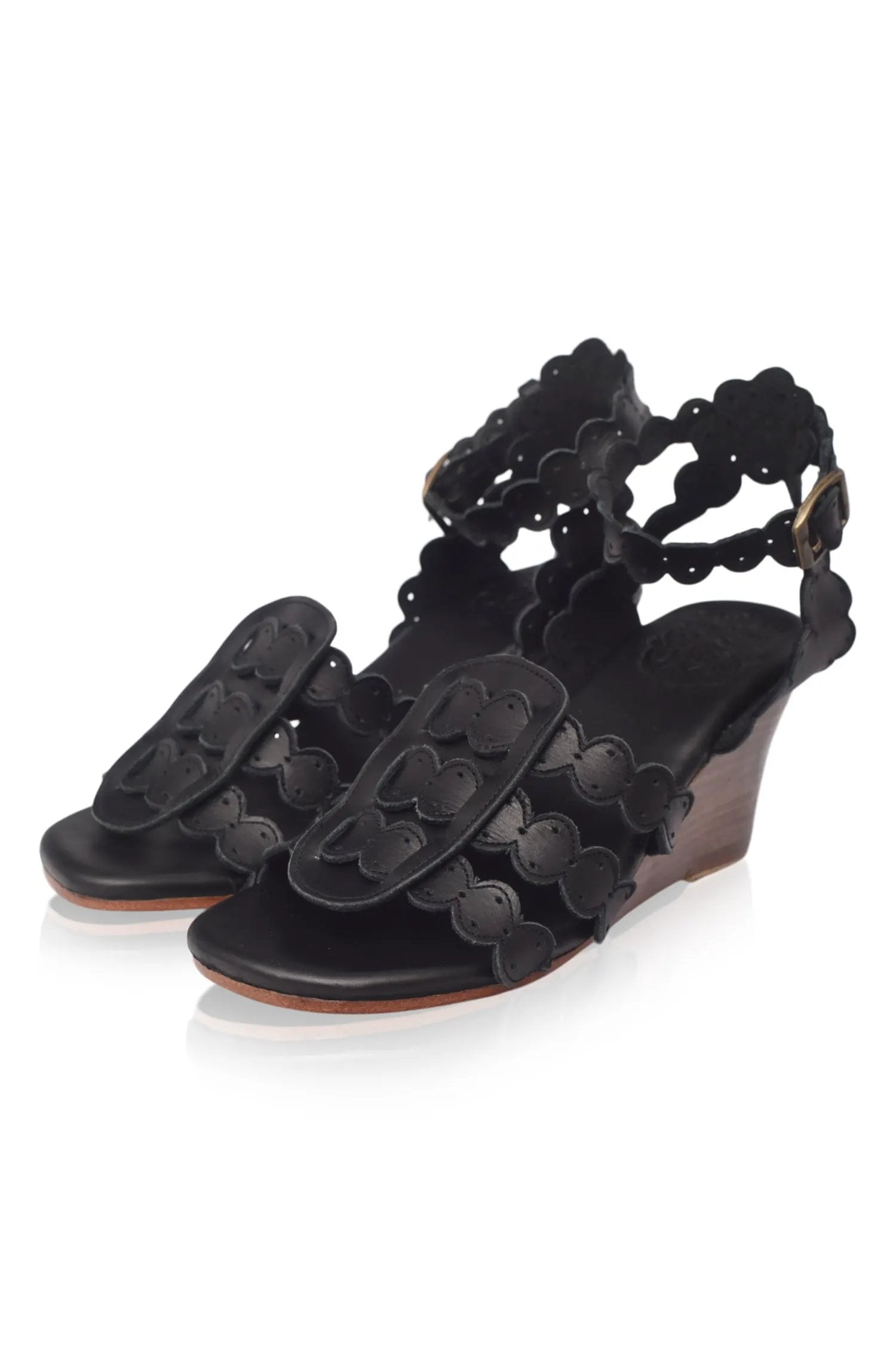 Charm Leather Wedge Sandals by ELF