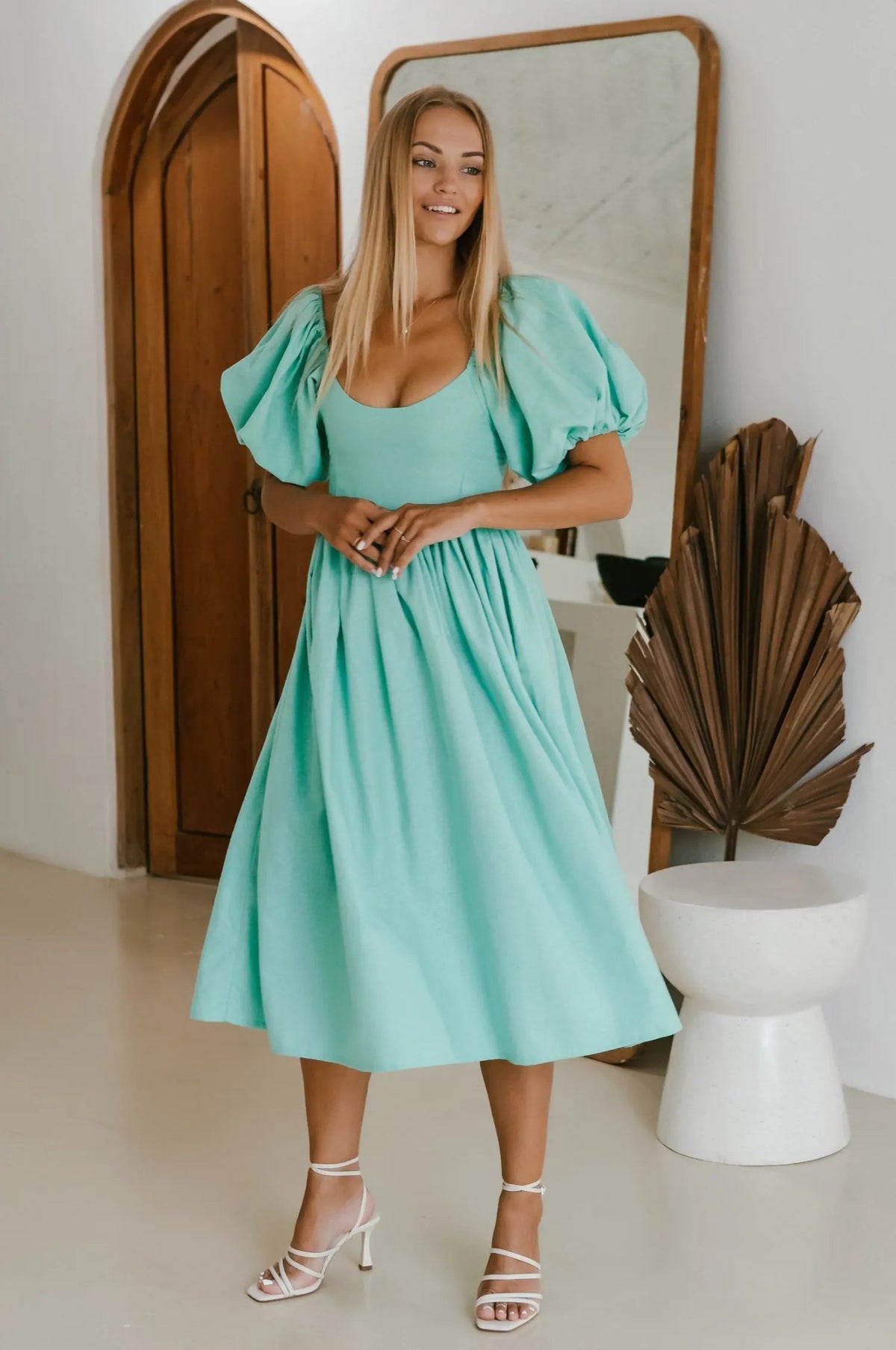 Cherie Puff Sleeve Midi Dress by ELF
