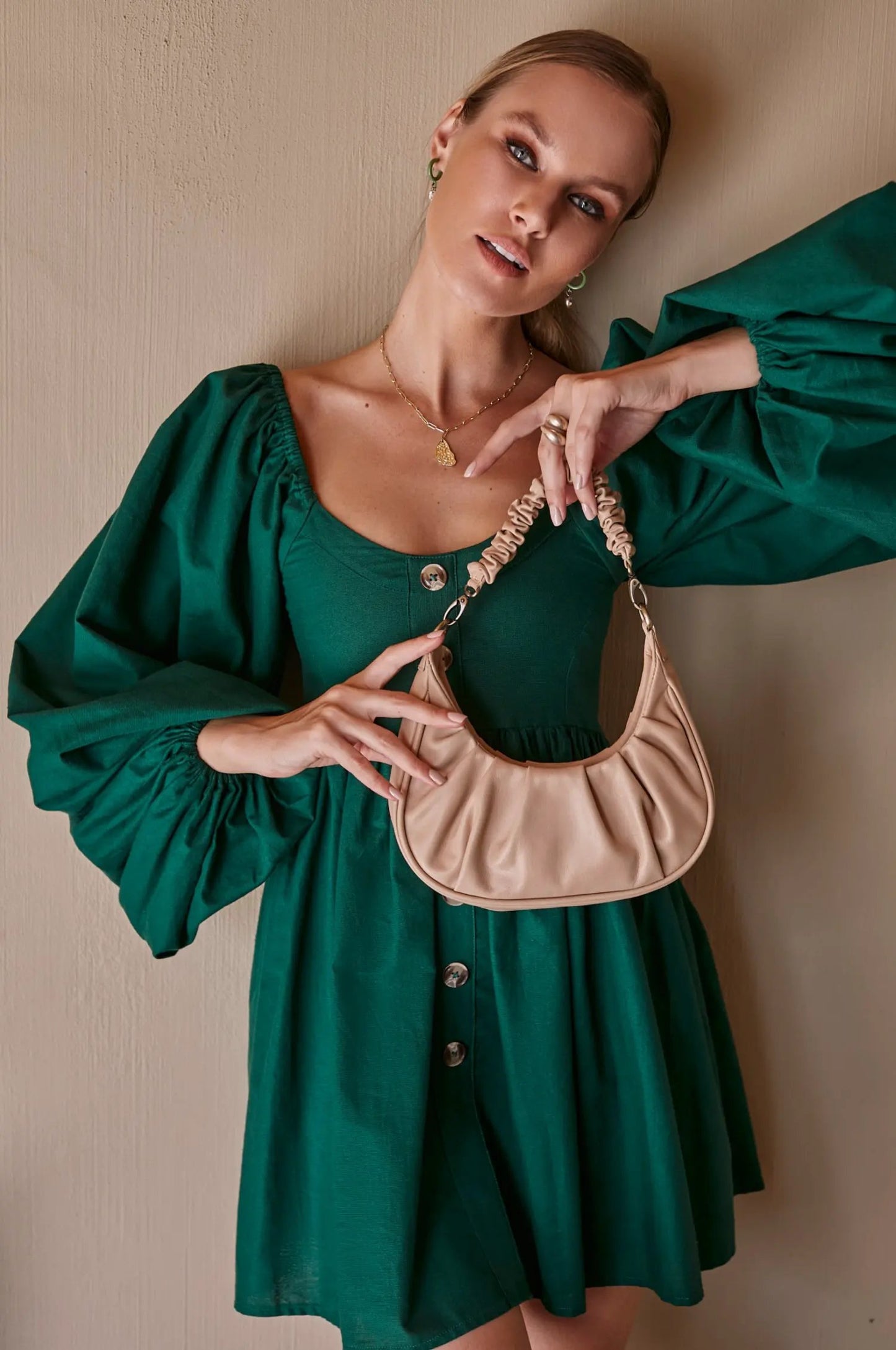 Chloie Empire Waist Linen Mini Dress (Sale) by ELF