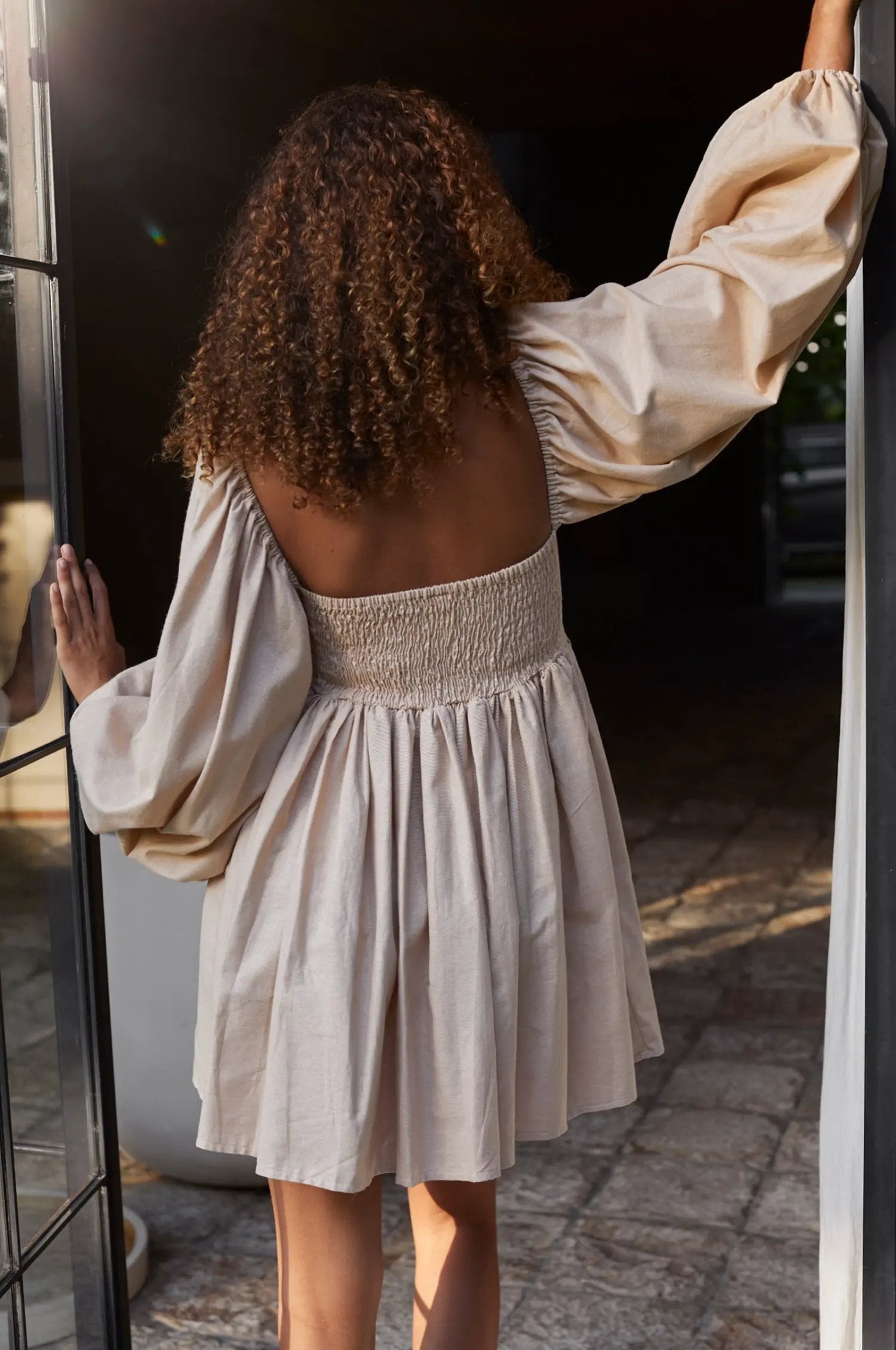 Chloie Empire Waist Linen Mini Dress (Sale) by ELF
