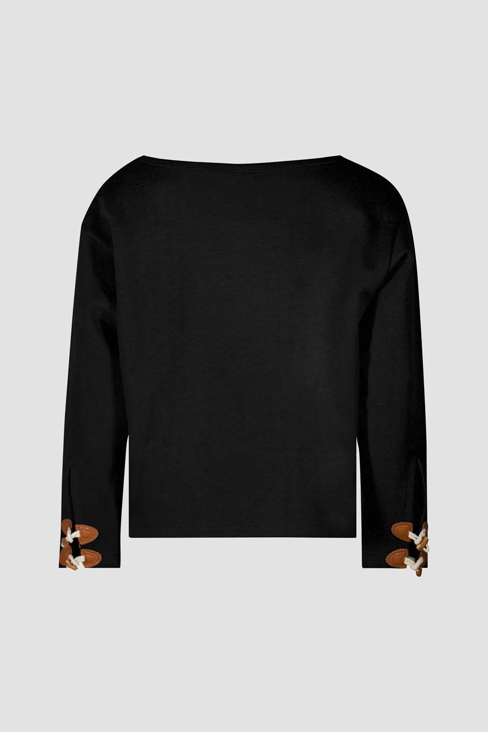 Clasp Wide Neck Long Sleeve Top by Hideout